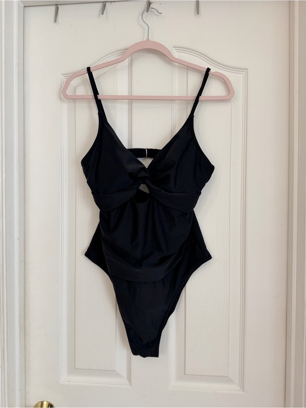 SHEIN Black One-Piece Swimsuit with Twist Front